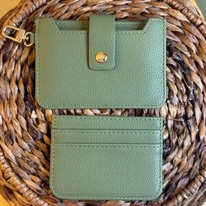 Rachel Zoe Olive Green Snap Mini Wallet Keychain